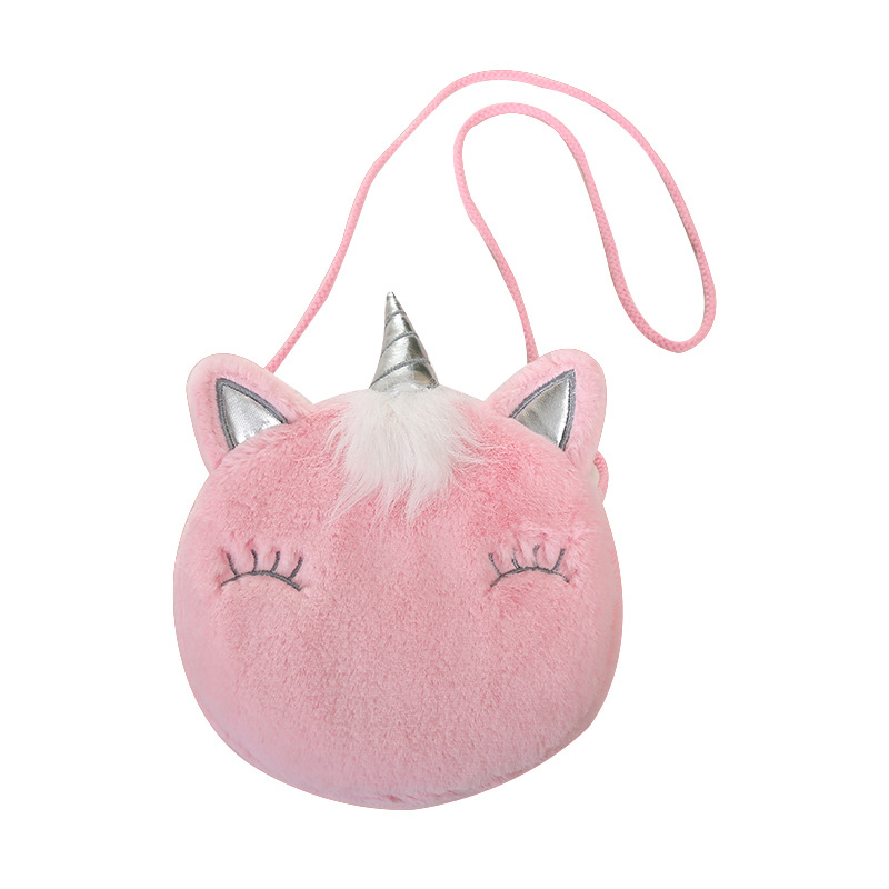 Wholesale of new children's cartoon cute girl Unicorn personality design colorful fur single-shoulder crossbody bags Item Picture