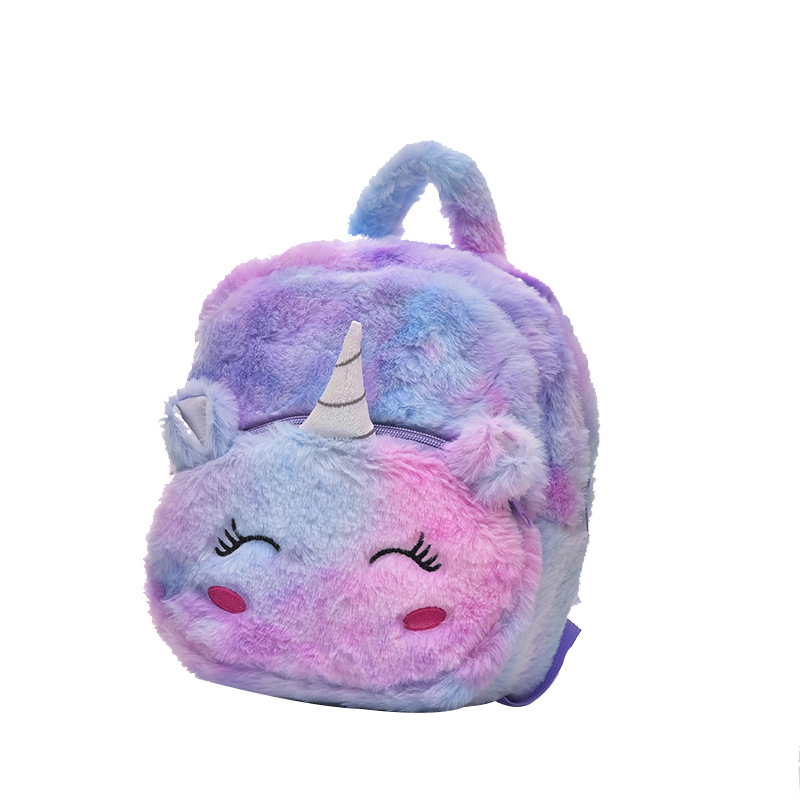 Japanese and Korean unicorn plush schoolbags, cute student casual storage backpacks, cartoon children's backpacks in stock Item Picture