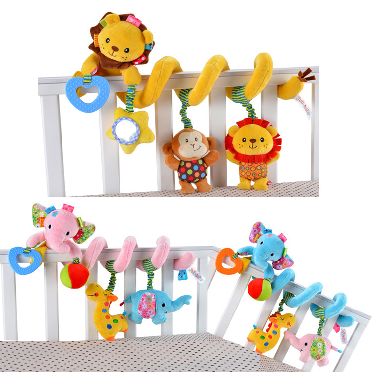 New elephant and lion bed, newborn cartoon animal music car, BB hanger, rattle plush toy