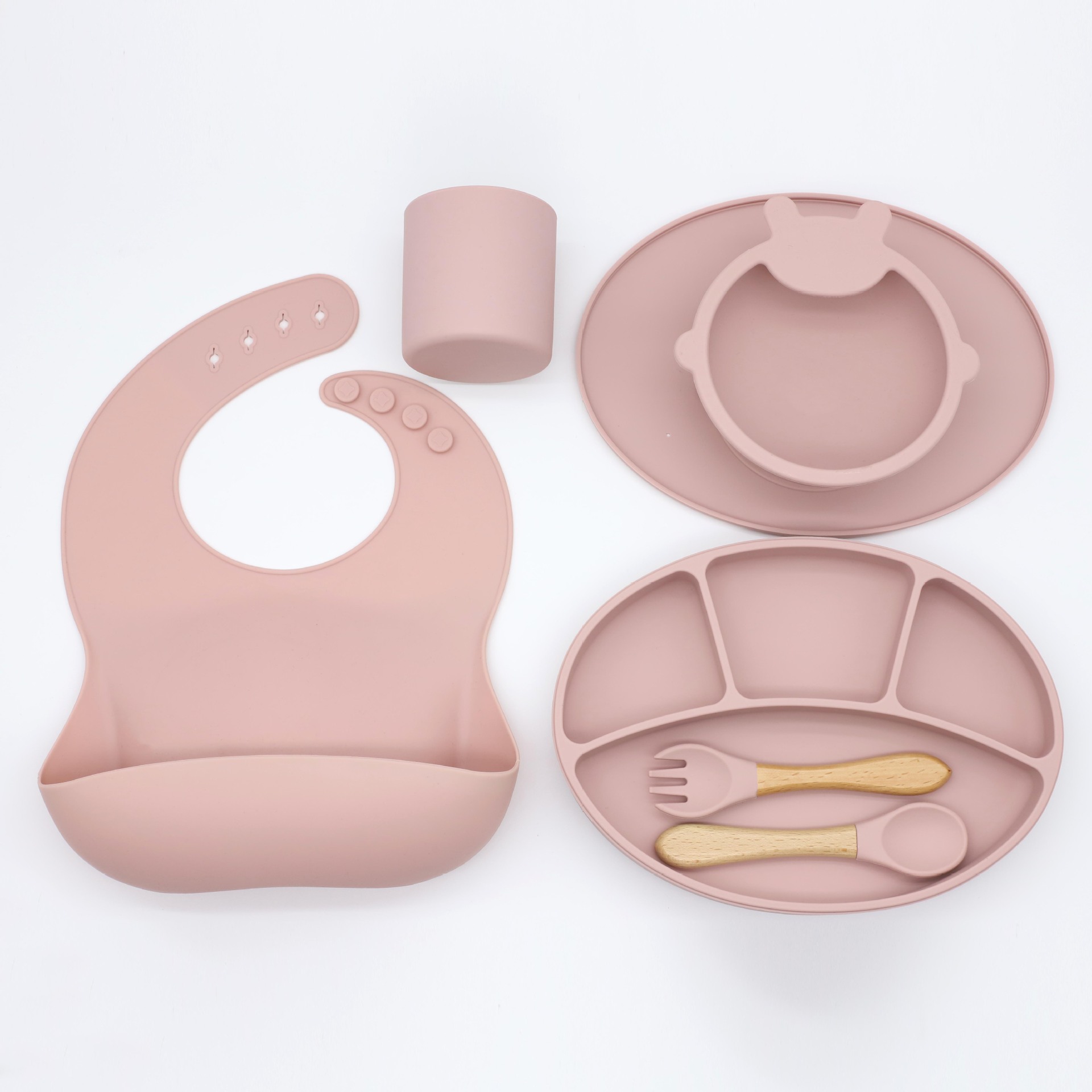 Silica gel cutlery six-piece set baby food bowl eating bowl divided plate children's suction bowl spoon thumbnail