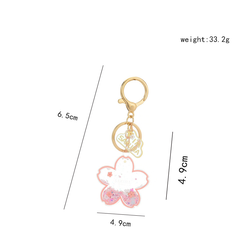 Acrylic sand oil cherry blossom keychains, pendants, gifts, couple backpacks, floating key chains, small gifts wholesale Application Scenario