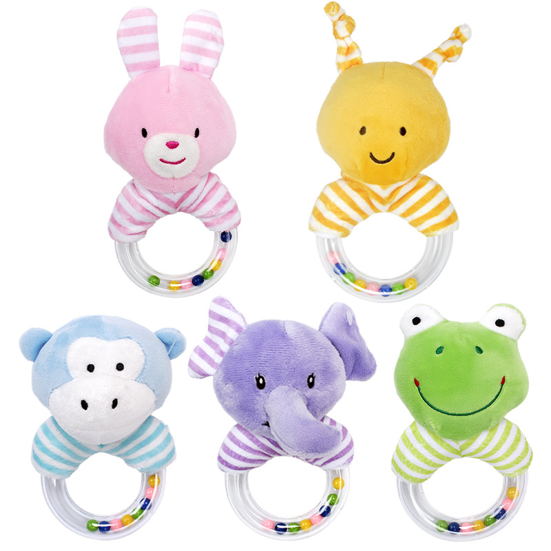 Baby plush cartoon cute animal hand-cranked bell grasping toy baby soothing doll