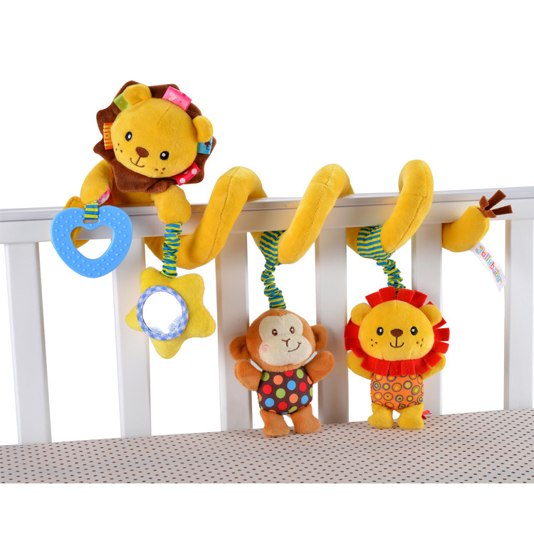 New elephant and lion bed, newborn cartoon animal music car, BB hanger, rattle plush toy Specification image