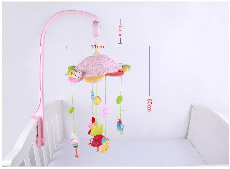 Baby pink frog bed bell music rotating music box bed hanging headboard decorative bed bell.73 Item Picture