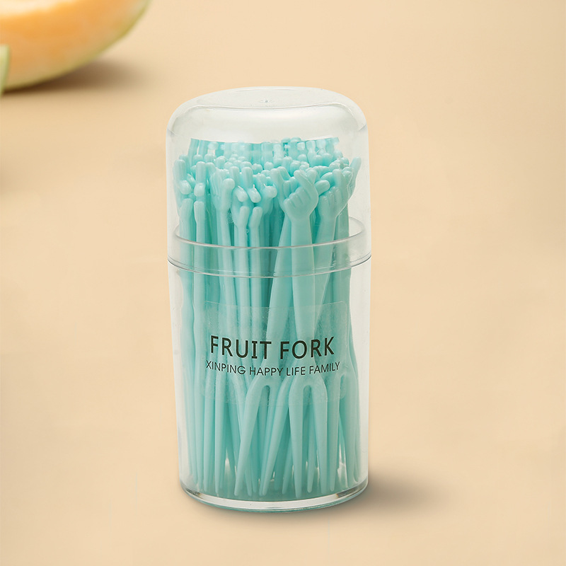 Fruit Fork Set Fruit Signature Disposable Plastic Two Teeth Home Eating Fruit Cake Dessert Fork Dessert Small Fork details Picture