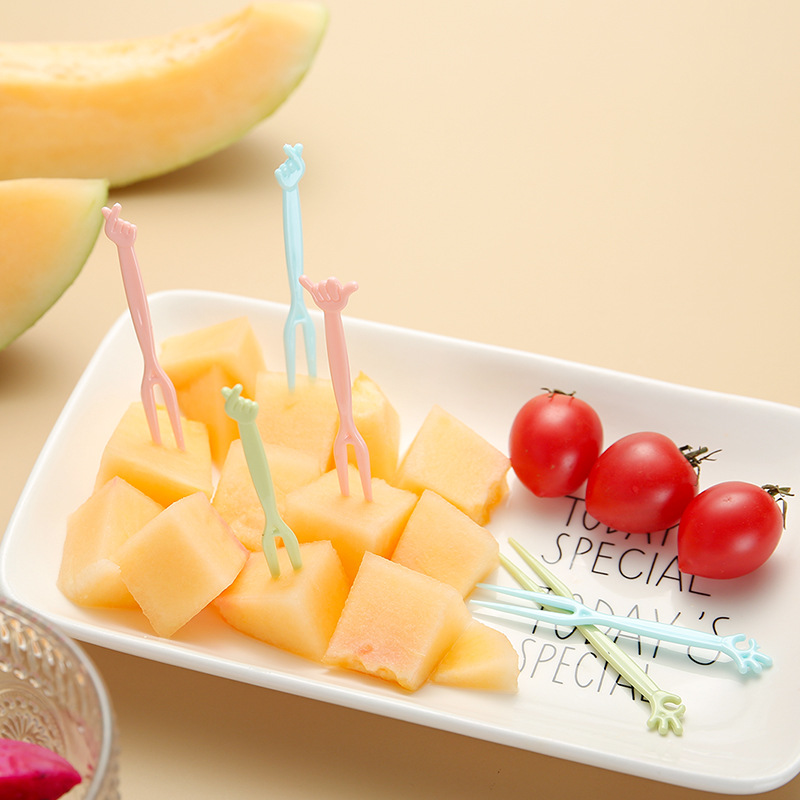 Fruit Fork Set Fruit Signature Disposable Plastic Two Teeth Home Eating Fruit Cake Dessert Fork Dessert Small Fork