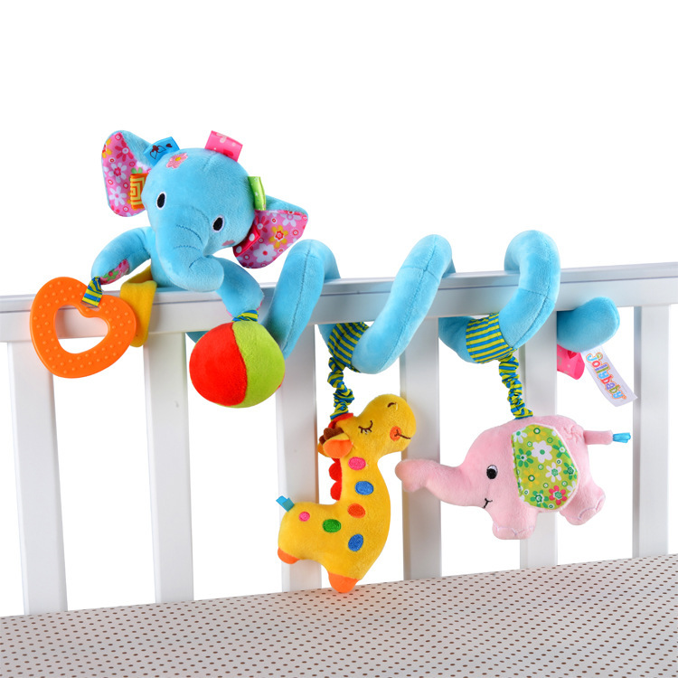 New elephant and lion bed, newborn cartoon animal music car, BB hanger, rattle plush toy details Picture