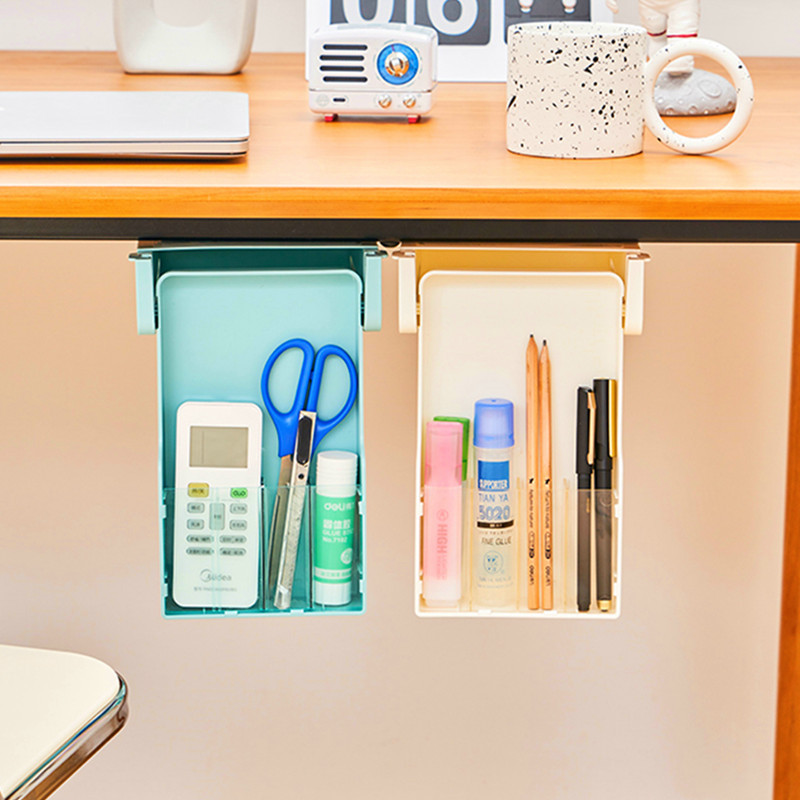 Drawer under the desk key storage box office desktop student stationery box under the desk hanging hidden pen box