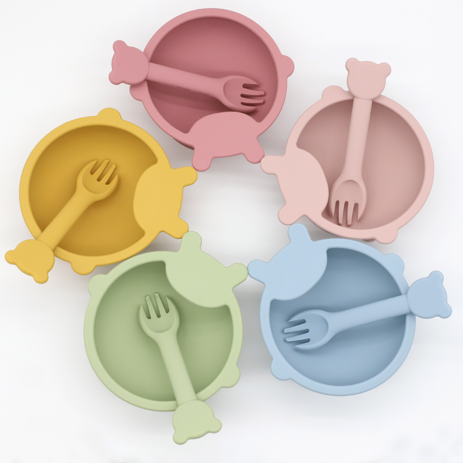 Children feeding tableware food grade silicone baby eating training complementary food silicone bowl set thumbnail