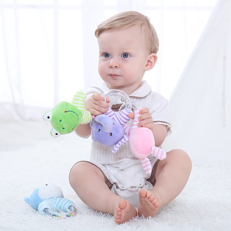 Baby plush cartoon cute animal hand-cranked bell grasping toy baby soothing doll Specification image