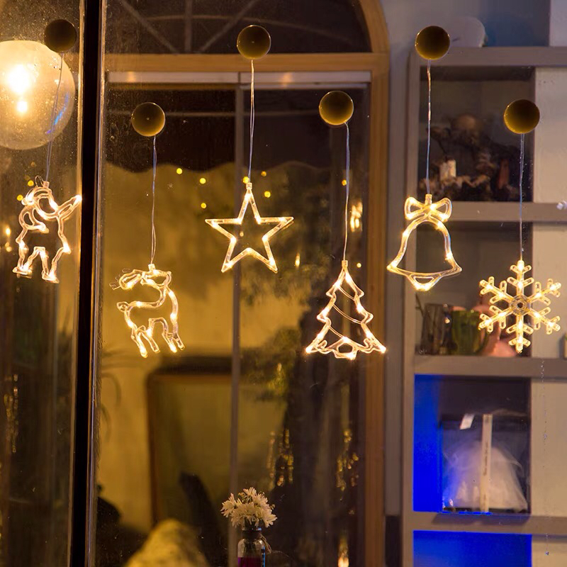 圣诞节装饰品橱窗阳台窗户吸盘LED挂灯圣诞树彩灯店面布置详情图3
