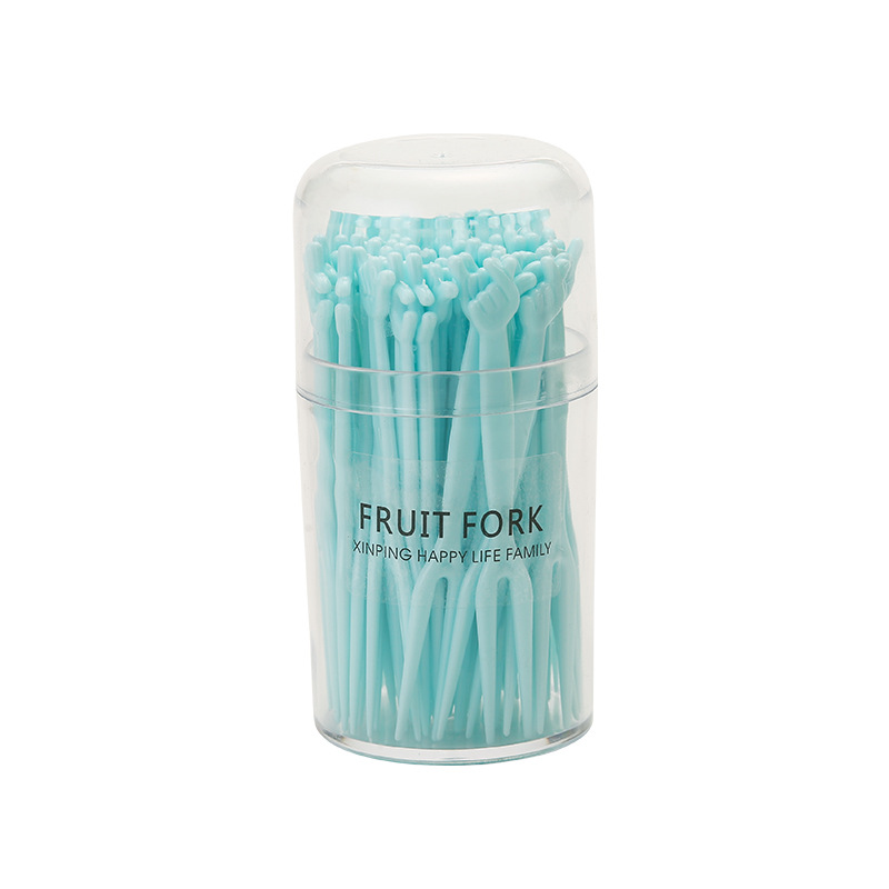 Fruit Fork Set Fruit Signature Disposable Plastic Two Teeth Home Eating Fruit Cake Dessert Fork Dessert Small Fork Item Picture