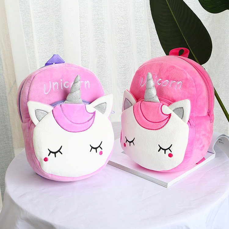 Wholesale of new cross-border unicorn plush toy backpacks for boys and girls and cute cartoon backpacks details Picture