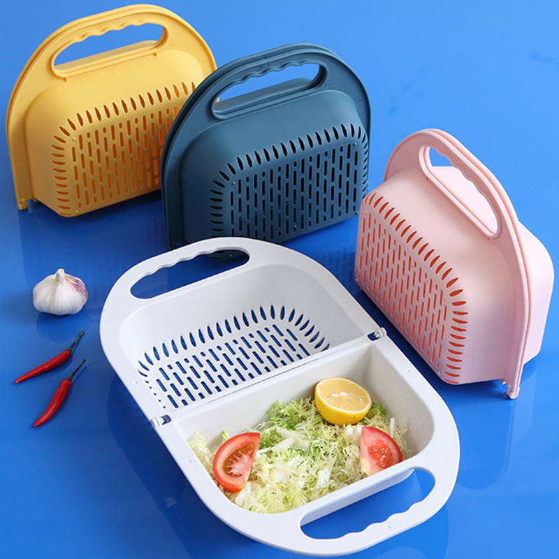 Foldable draining basket, kitchen and household fruit basin, water filtration wonder, multi-functional plastic draining sieve basin