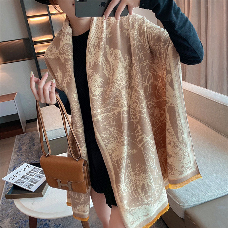 冬季新款古风时尚围巾2021仿羊绒加厚旅游时尚冬天披肩女一件代发