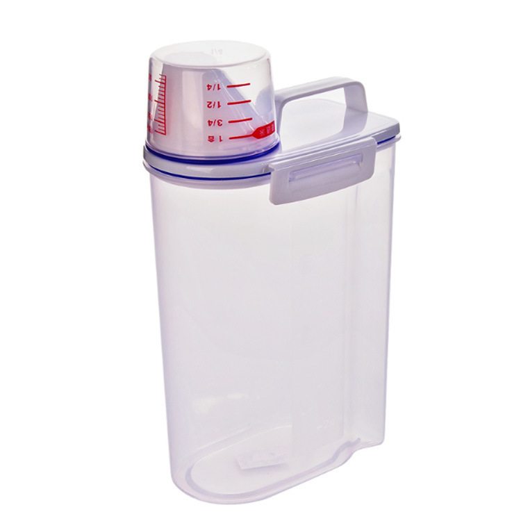 Transparent plastic Japanese metering rice bucket, sealed rice bucket, moisture-proof and insect-proof rice storage box, kitchen five-grain storage tank Item Picture