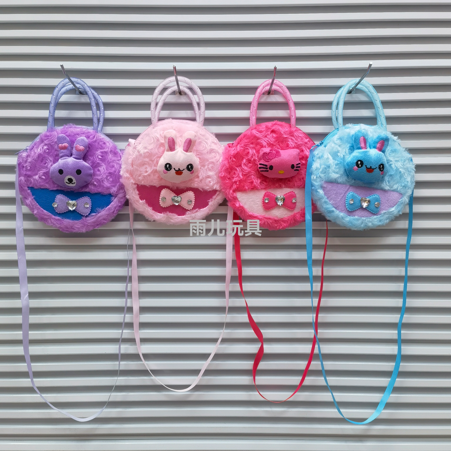 Plush bag, children's shoulder bag, cartoon bag, hand-held crossbody bag, cartoon animal head, children's single-shoulder bag