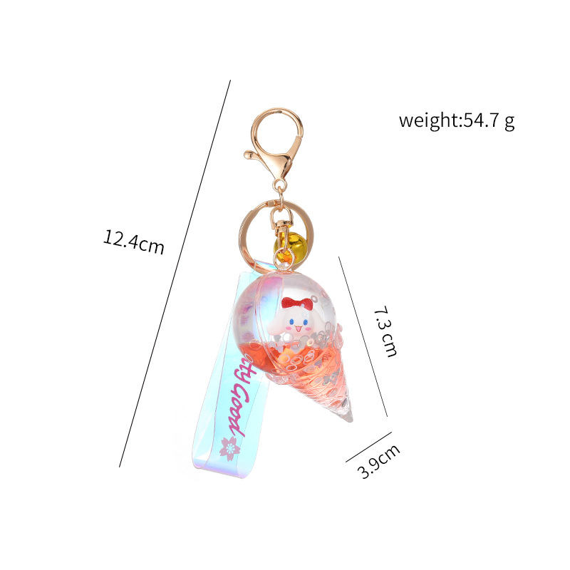 Summer new acrylic oil-filled ice cream keychain, cinnamon dog oil-filled ice cream pendant, couple small pendant Application Scenario