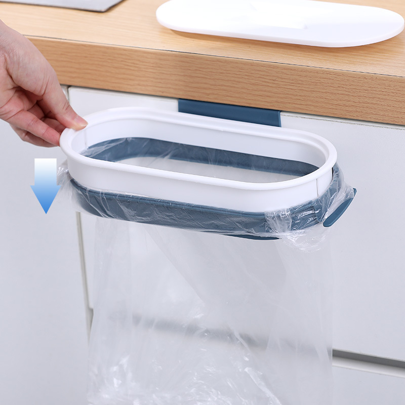 Covered kitchen storage rack, hanging garbage bag bracket, household cabinet door behind rag hanging rack, garbage rack Specification image