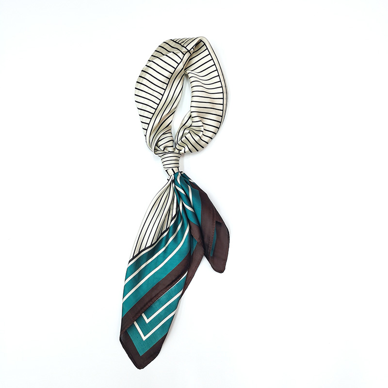 Simple line printed silk scarf, spring and summer export scarf, imitation silk square gauze scarf, versatile neckerchief Application Scenario