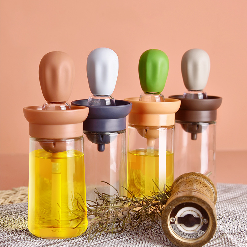 High temperature resistant pressing type outdoor silicone brush head barbecue brush water drop oil pot bowl to measure oil bottle brush oil bottle