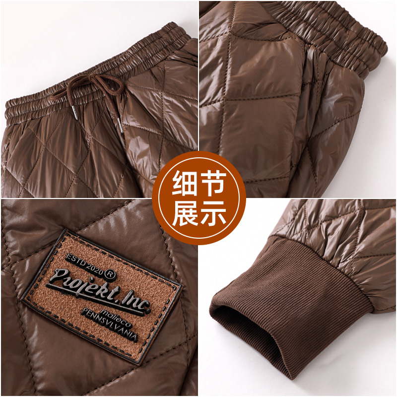 Down cotton pants for women to wear in winter: high-waisted, slimming casual pants with fleece and thickened halen tight-fitting large-sized thermal pants Application Scenario