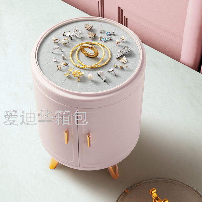 Crown high-end jewelry box, anti-oxidation ring, necklace and earring storage box, large-capacity light luxury earrings display stand Specification image