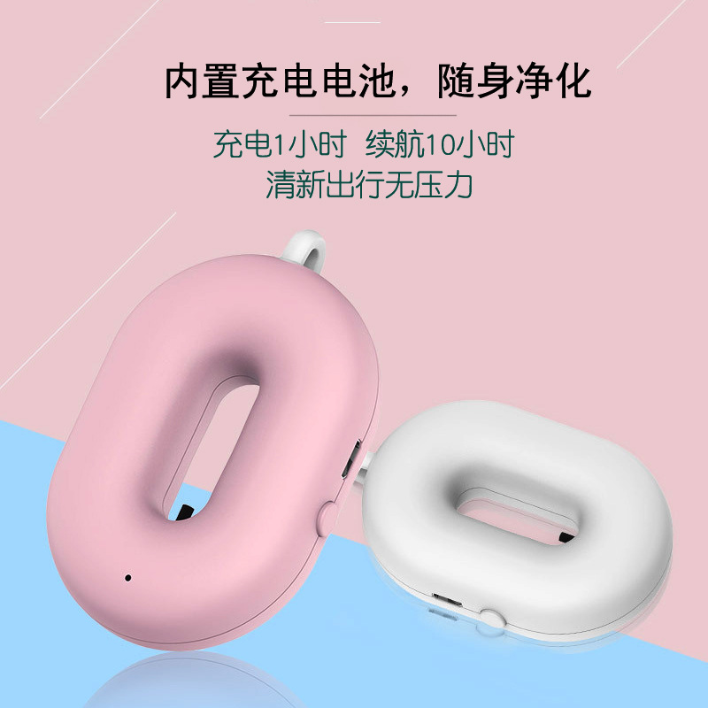 Portable mini neck-hanging air purifier negative ion carry-on necklace neck-hanging purifier free of consumables and rechargeable Application Scenario