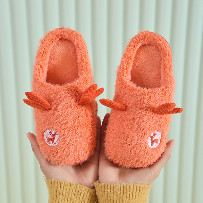 2021 autumn/winter Cartoon Antlers children's cotton slippers New home boys and girls indoor thermal cotton slippers thumbnail