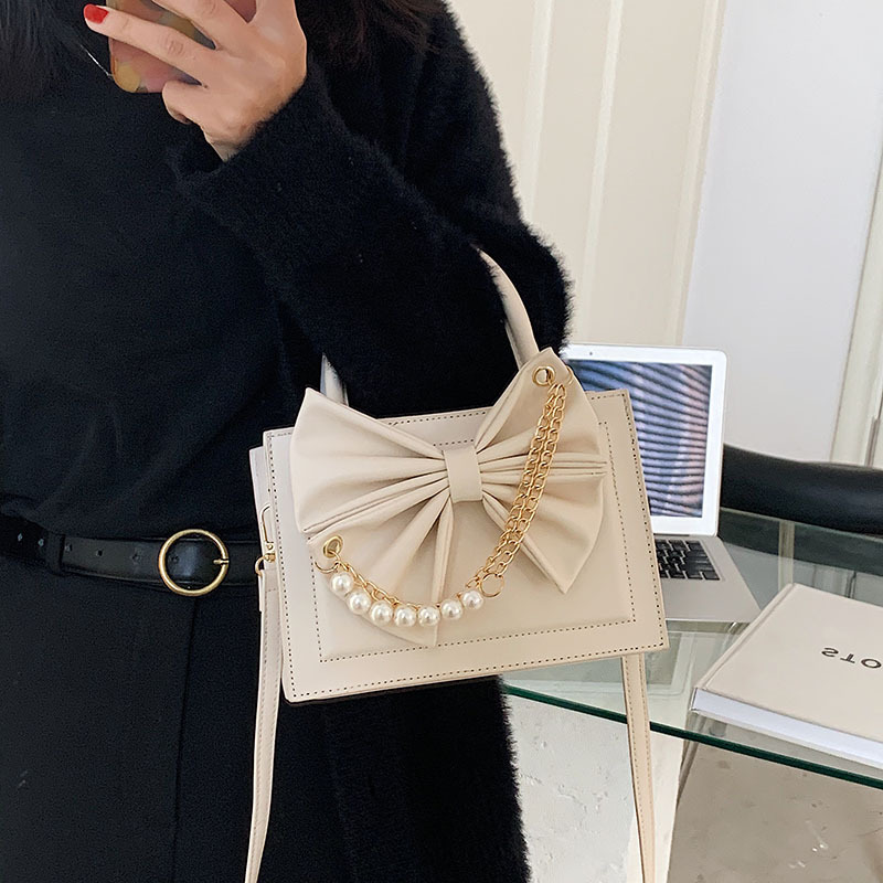 外贸大容量蝴蝶结托特包新款2021时尚复古简约洋气少女手提斜挎包