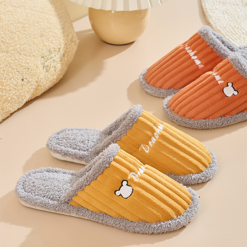 New autumn and winter cartoon cotton slippers lovers men and women home indoor and outdoor thermal wear resistant cotton slippers thumbnail