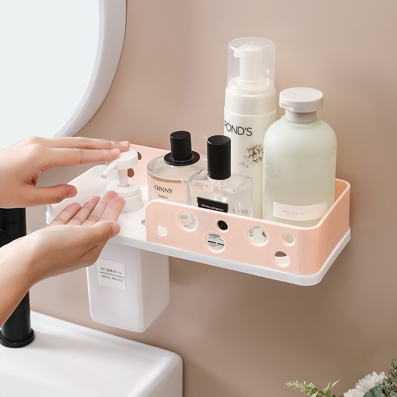 Bathroom storage rack, shower room, bathroom, no need for drilling, toilet, washroom, wall-mounted body wash storage rack Application Scenario