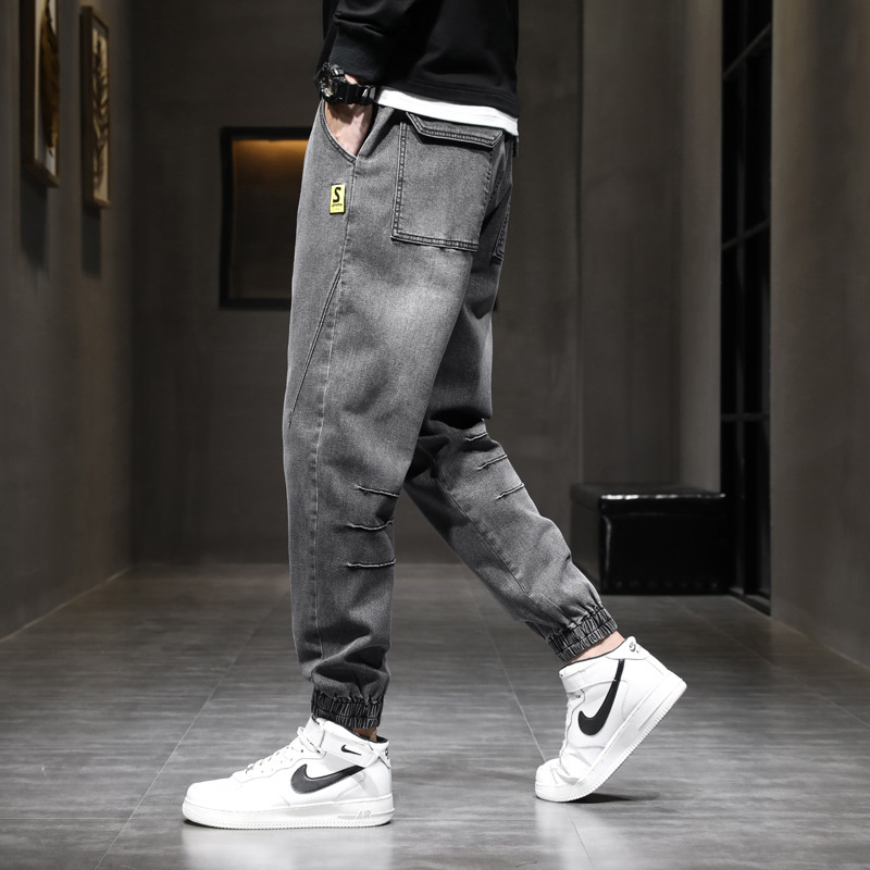 The new autumn stretch jeans for men, stylish and casual trousers, and the trendy brand Weiha loose nine-inch tapered men's pants