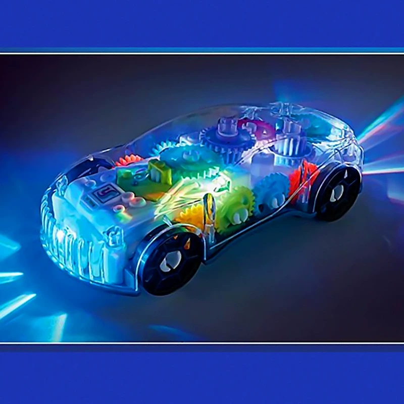 Electric universal lights, music, transparent gear cars, street stalls, illuminated night markets, parks, children's mechanical cars, toys, h details Picture
