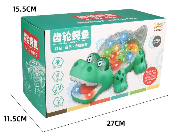 Electric transparent gear crocodile light and music simulation universal crocodile model children's flashing toys are selling well at the street stall Item Picture