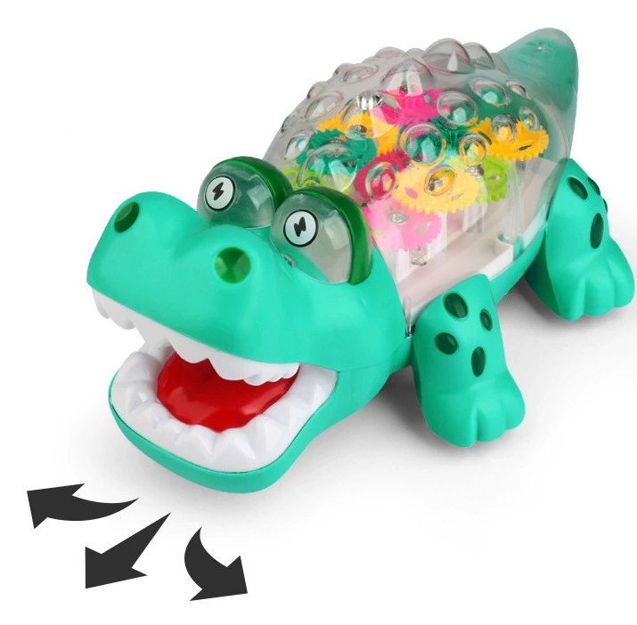 Electric transparent gear crocodile light and music simulation universal crocodile model children's flashing toys are selling well at the street stall Specification drawing