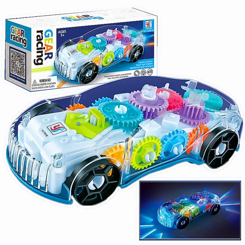 Electric universal lights, music, transparent gear cars, street stalls, illuminated night markets, parks, children's mechanical cars, toys, h full figure