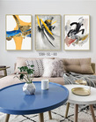 北欧风格装饰画抽象画客厅沙发背景墙画挂画现代简约壁画三联油画