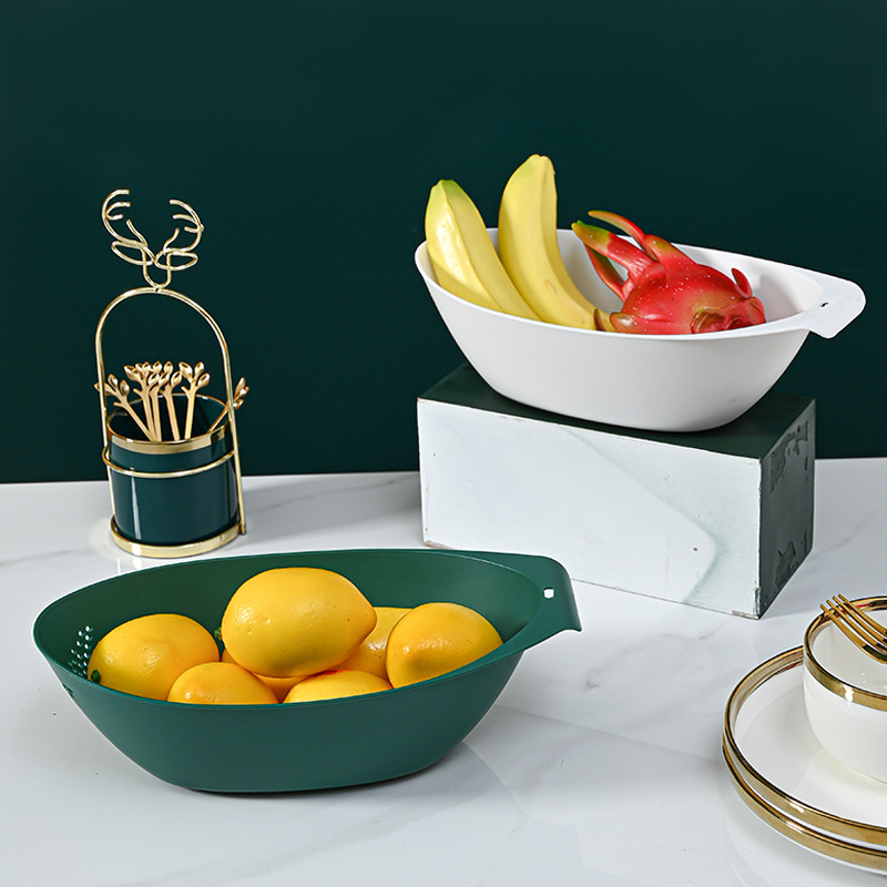 Design Creative Light Luxury Fashion Household Fruit Tray Multi-Color Optional Multi-Function Fruit Tray Drain Basket Rice Washer