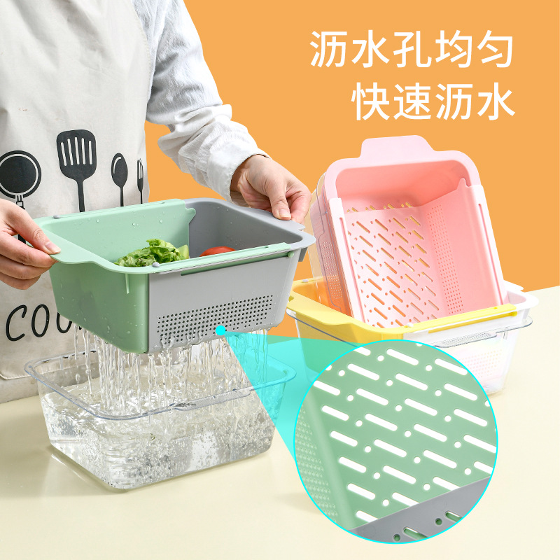 Double Household Kitchen Washing Basin Drain Basket Washing Basket Washing Fruit Tray Washing Fruit And Vegetable Washing Basin Application Scenario