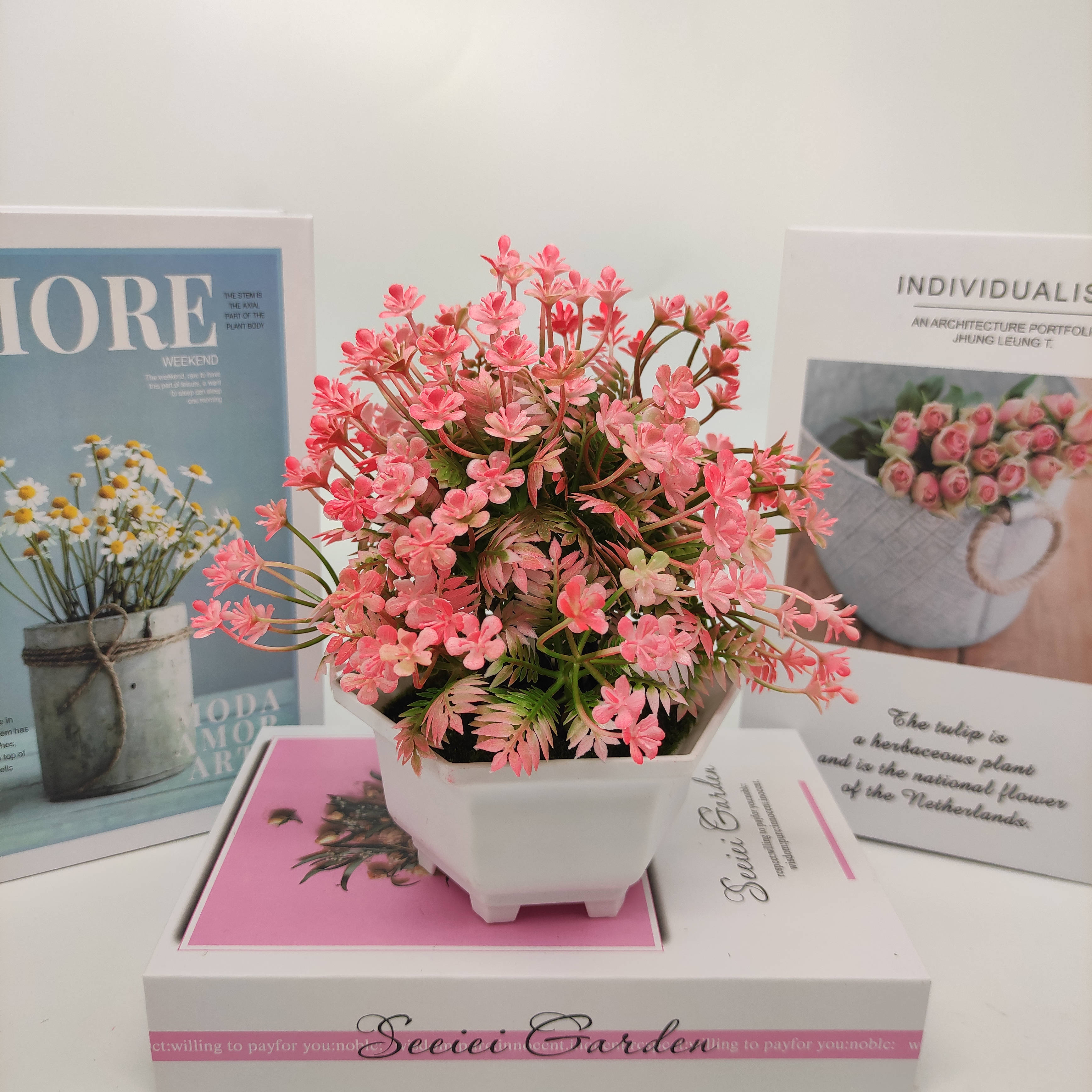 Mini artificial bonsai flowers, small potted plants, factory direct sales of artificial flower plants Application Scenario