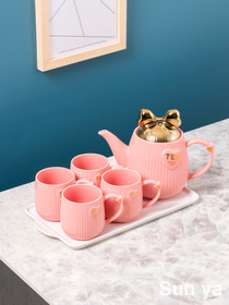 Hot hot ceramic pot 4 cups gold bow teacup Set Business gift mug