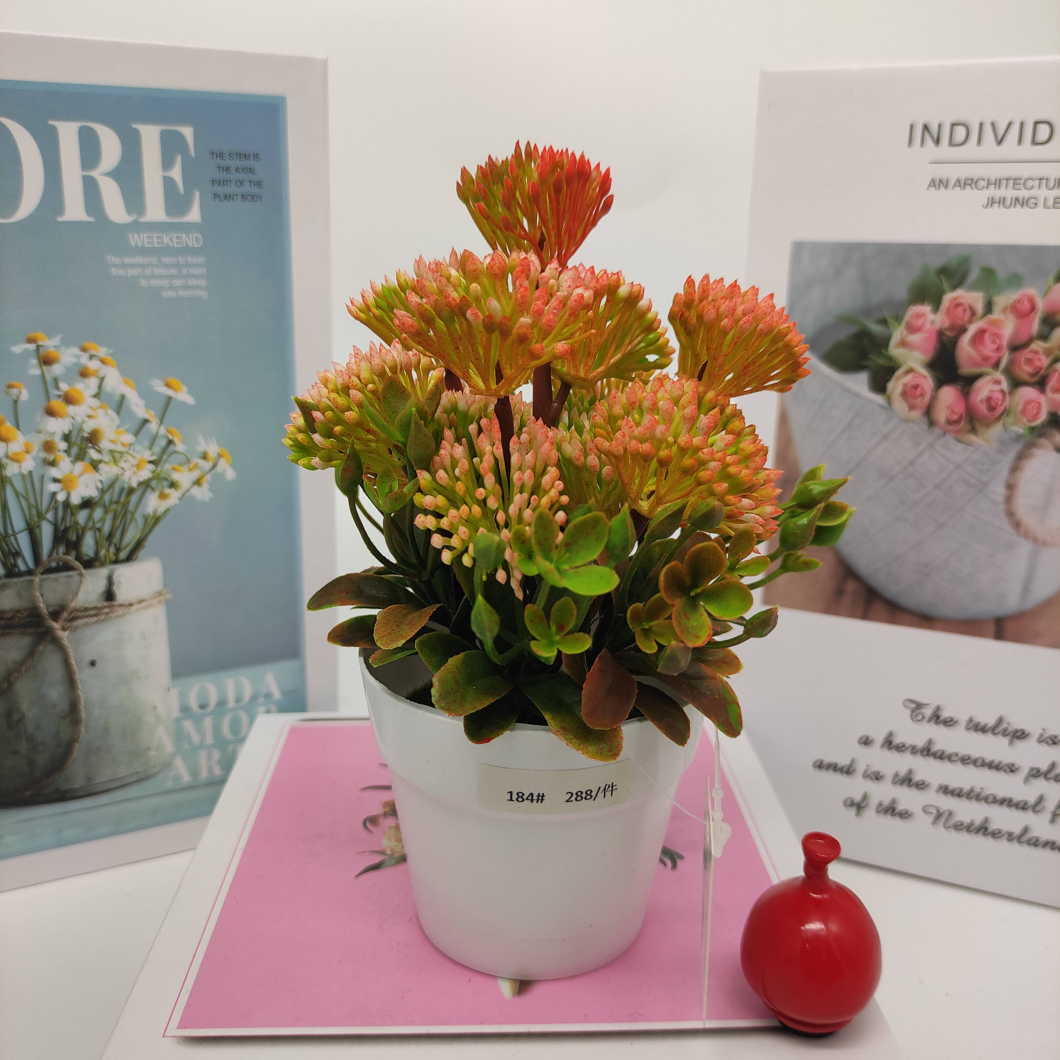 Mini artificial bonsai flowers, small potted plants, factory direct sales of artificial flower plants