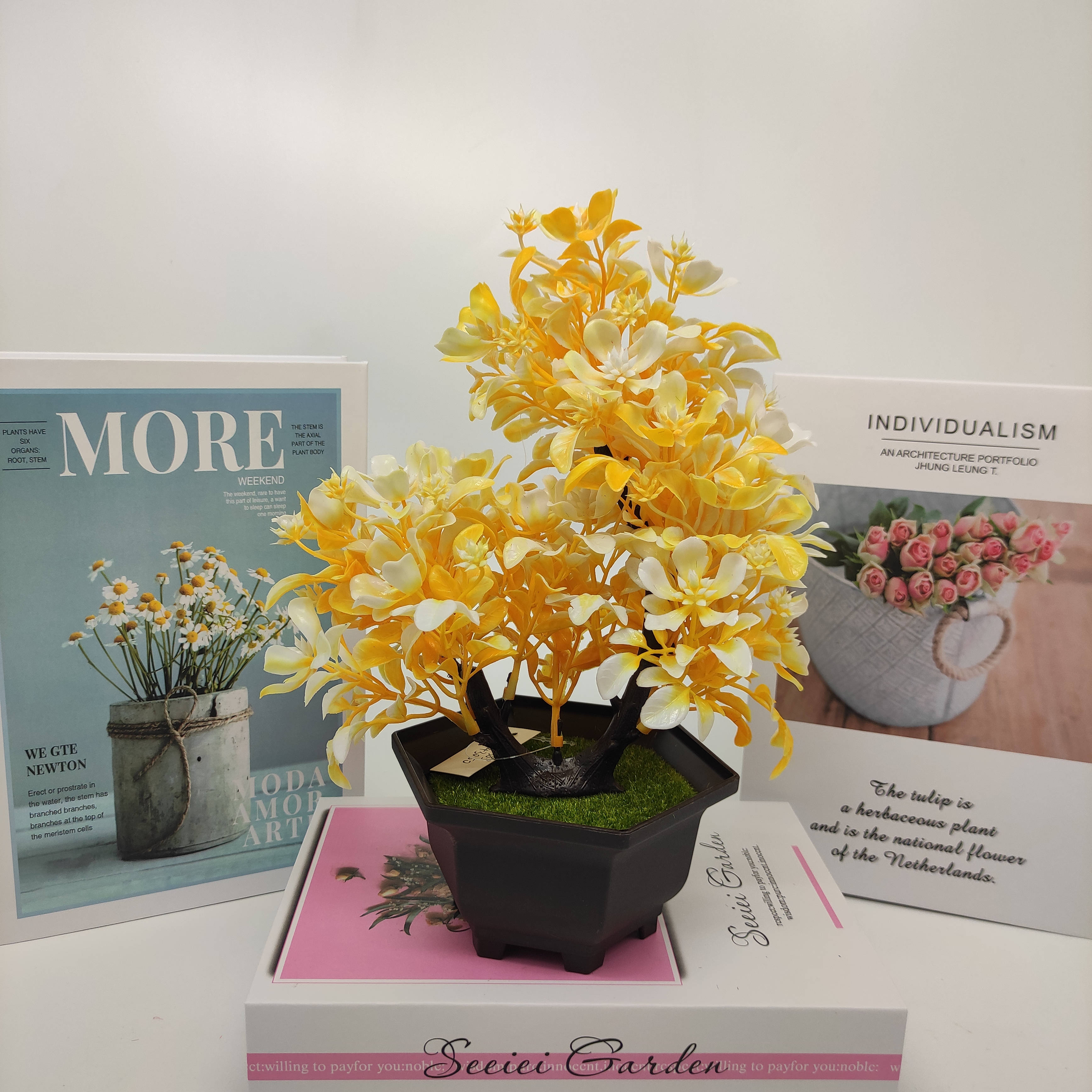 Mini artificial bonsai flowers, small potted plants, factory direct sales of artificial flower plants