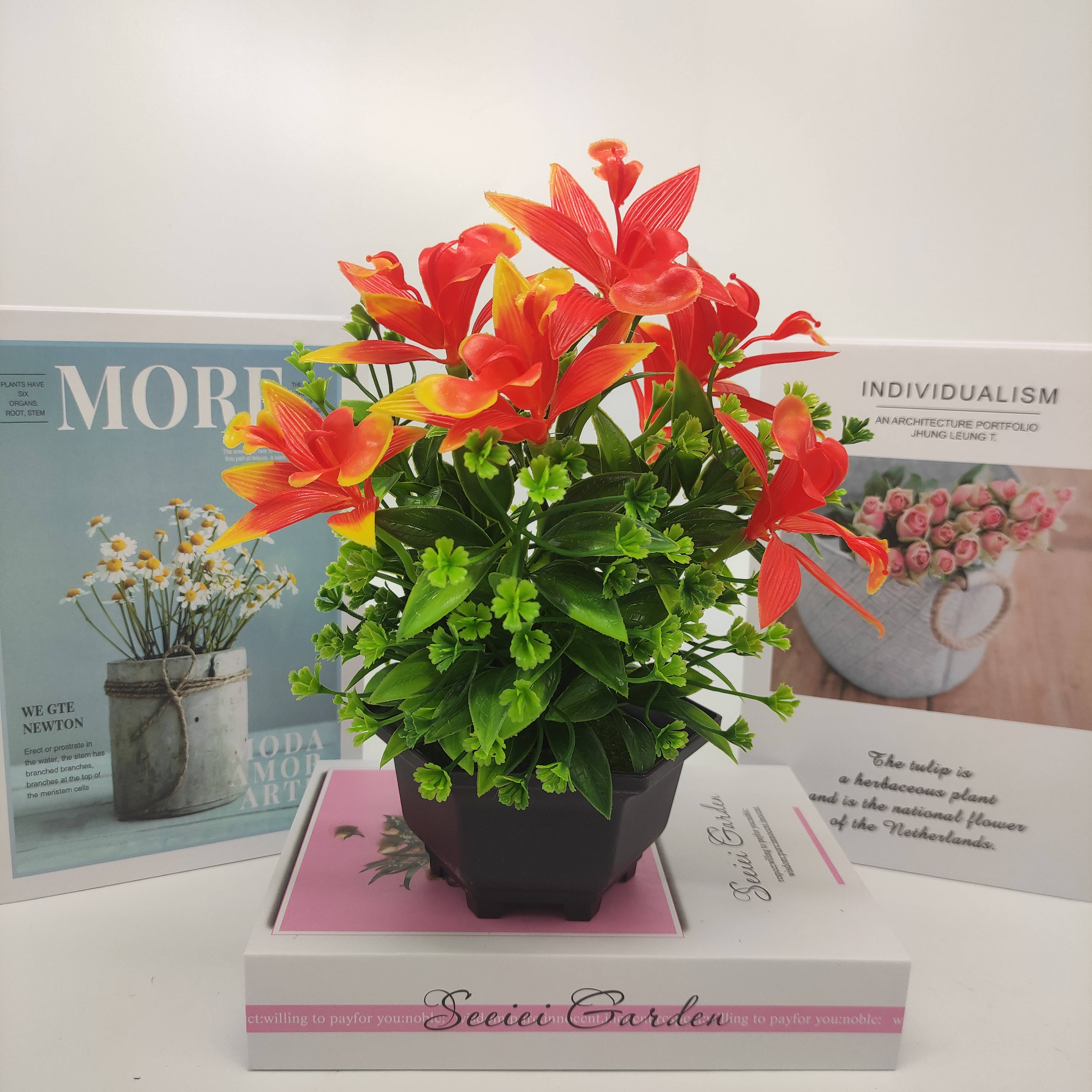 Mini artificial bonsai flowers, small potted plants, factory direct sales of artificial flower plants details Picture