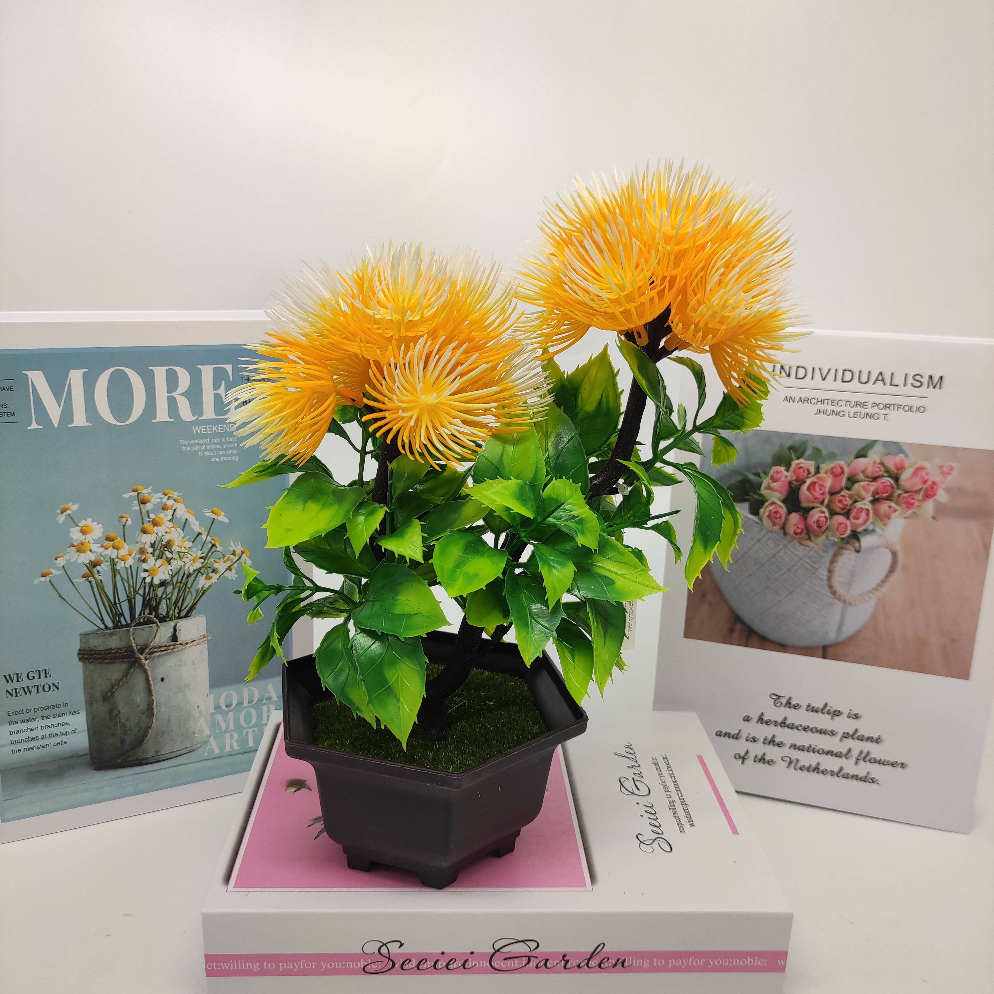 Mini artificial bonsai flowers, small potted plants, factory direct sales of artificial flower plants Application Scenario