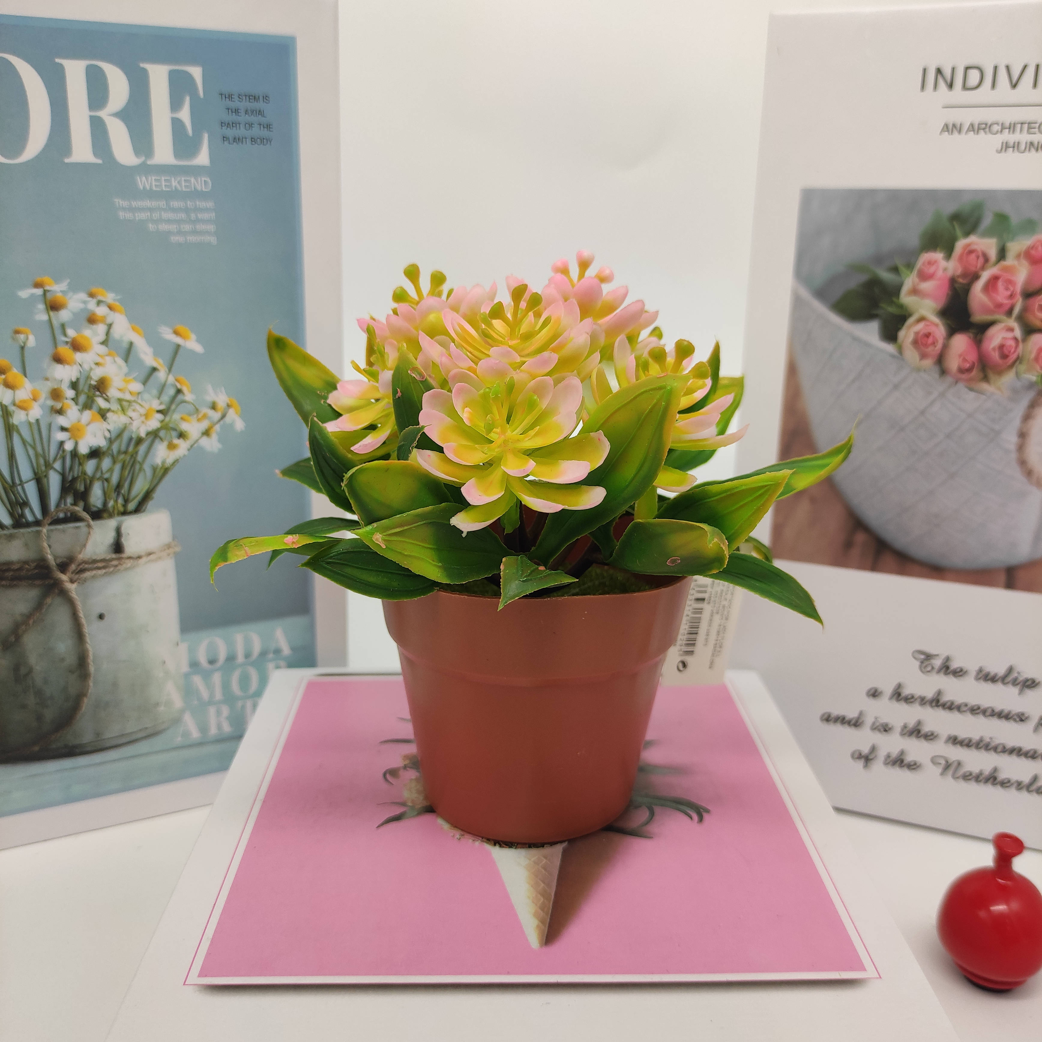 Mini artificial bonsai flowers, small potted plants, factory direct sales of artificial flower plants Application Scenario