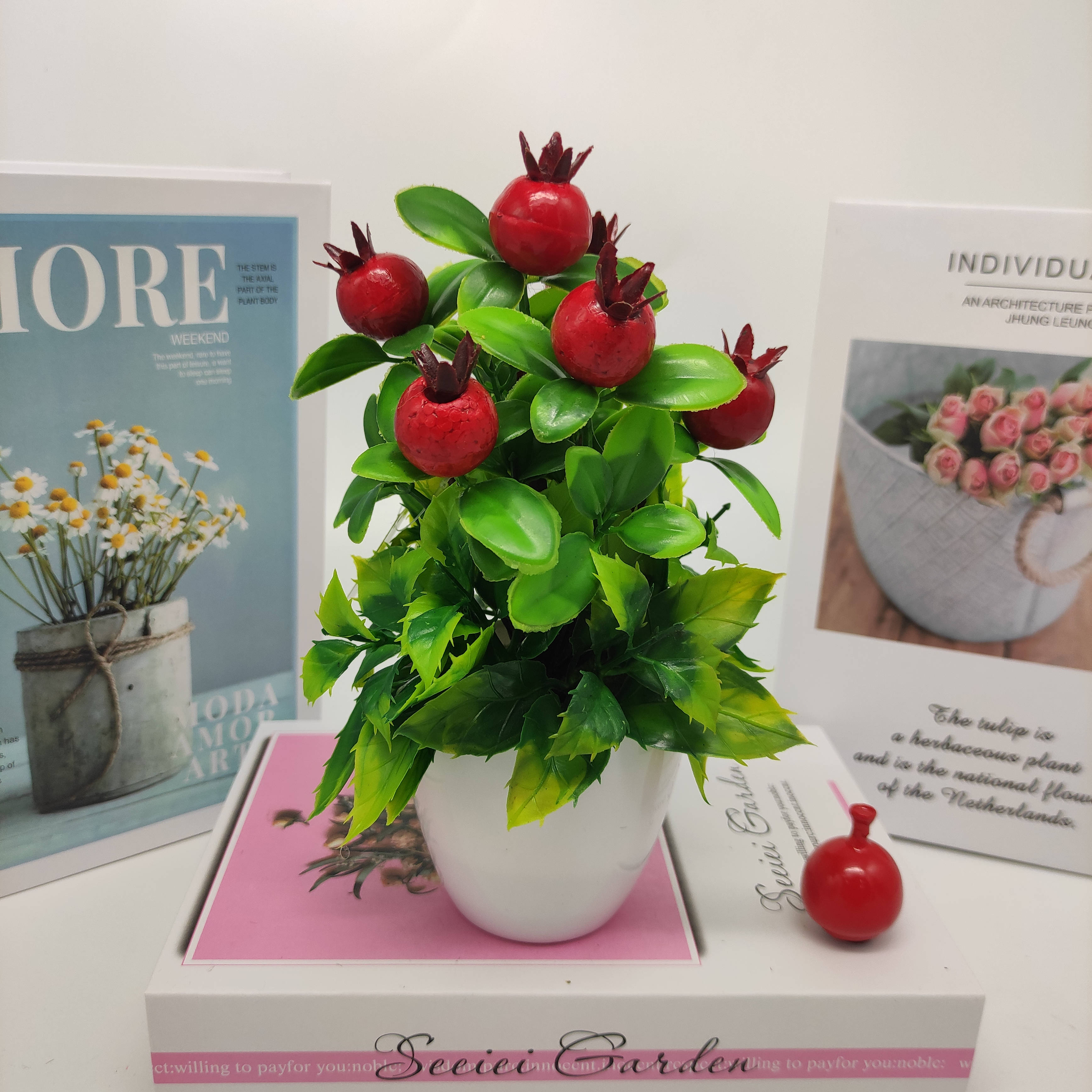 Mini artificial bonsai flowers, small potted plants, factory direct sales of artificial flower plants Item Picture