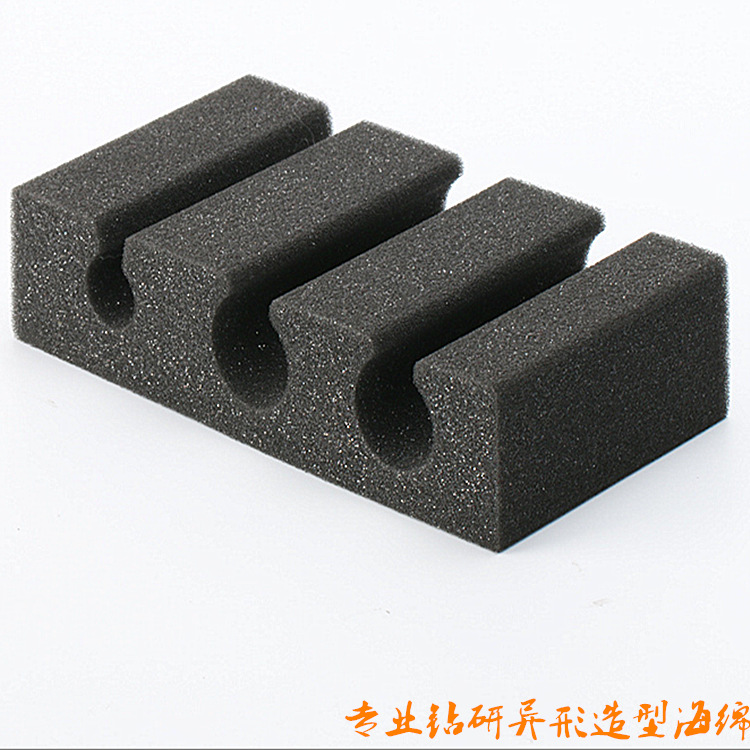 Wholesale and customization of deep black sponge products, buffer fixation, irregular-shaped packaging sponge, large round rods from the manufacturer Application Scenario