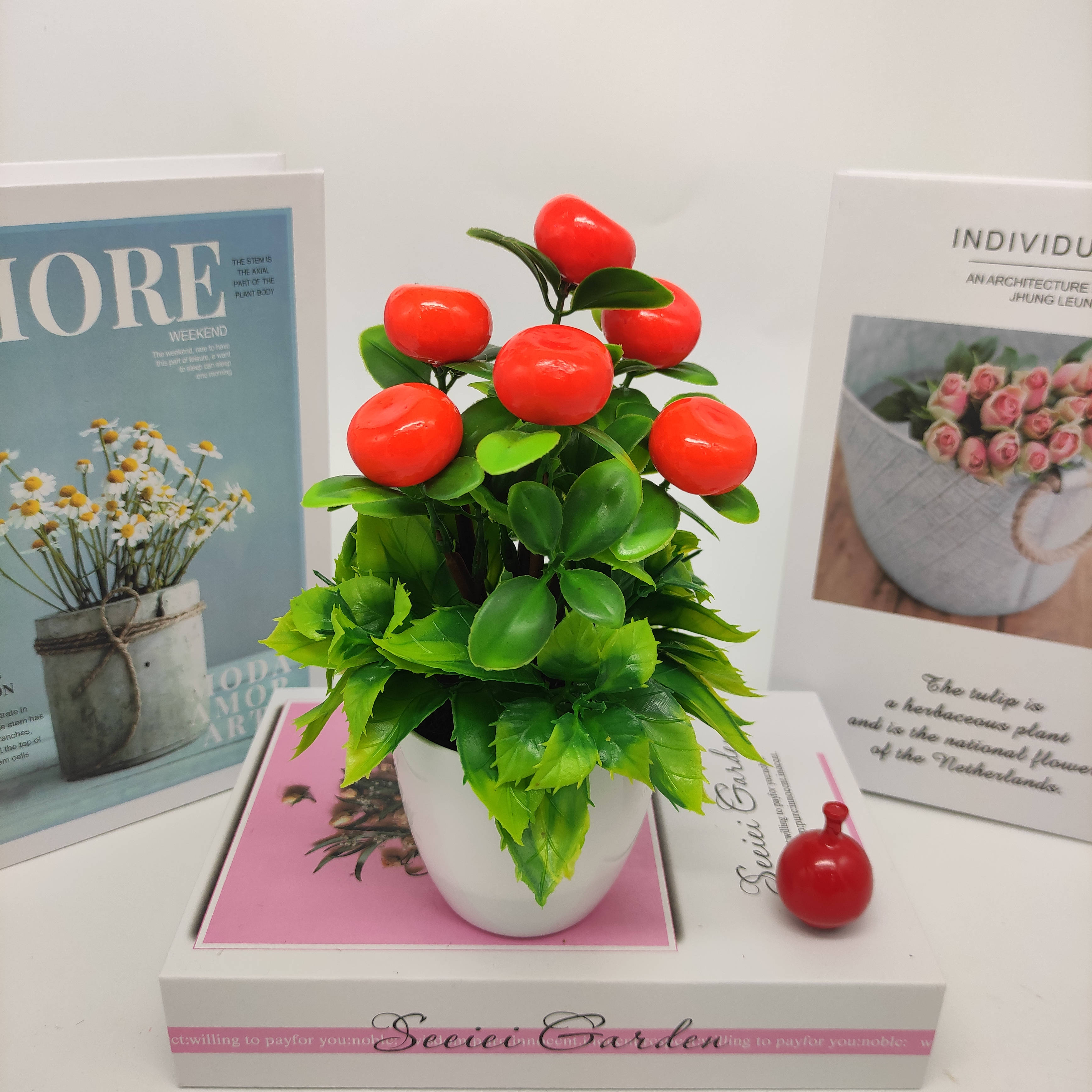 Mini artificial bonsai flowers, small potted plants, factory direct sales of artificial flower plants details Picture